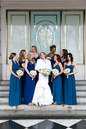 Bridesmaids in Royal Blue Dresses