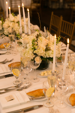 Taper Candles and Ivory Centerpiece