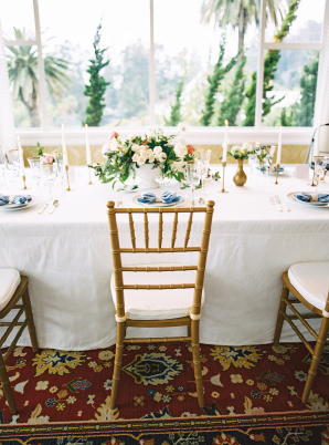 Pale Blue and Gold Wedding Table