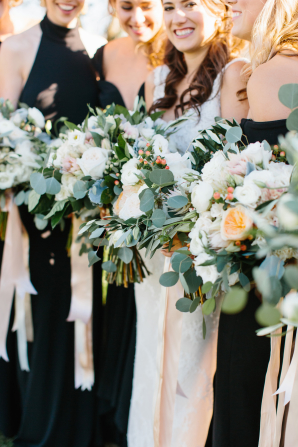 Blush Ribbon Tied Bridesmaids Bouquets
