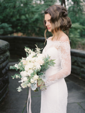 Bride in Lace Dress with Sleeves