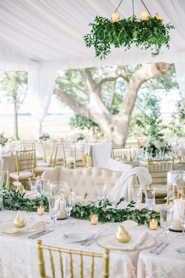 Elegant Taupe and Green Tent Wedding Reception