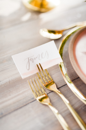 Gold Flatware with Place Card