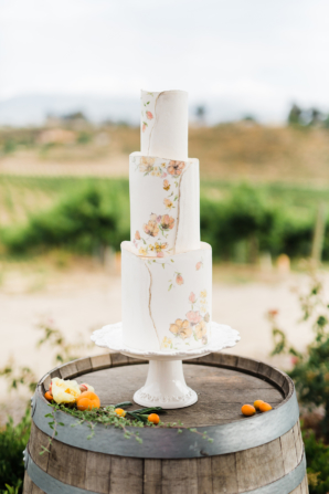 Wedding Cake with Watercolor Flowers