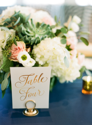 Gold Calligraphy Table Numbers