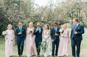 Pink and Navy Bridal Party