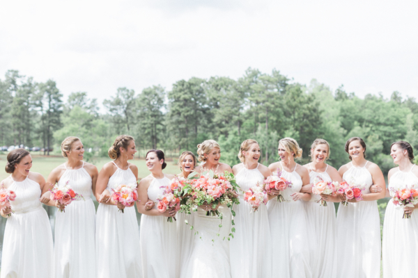 Bridesmaids in White Dresses