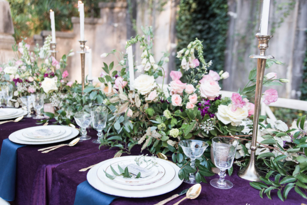 Royal Purple and Green Wedding Table
