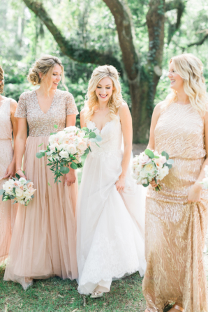 Champagne and Blush Bridesmaids Dresses