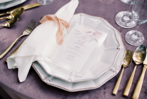 Purple and Gold Wedding Place Setting