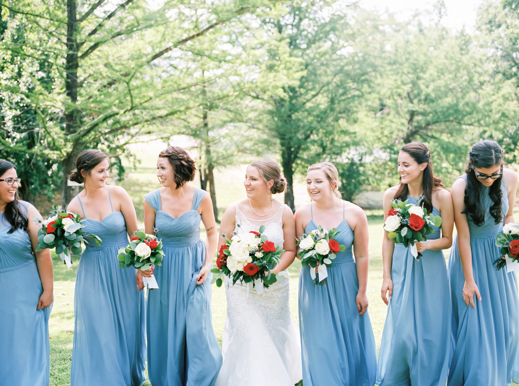 Bridesmaids in Blue Chiffon