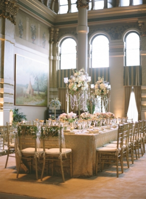 Elegant Glamorous Wedding Reception with Crystals and Gold