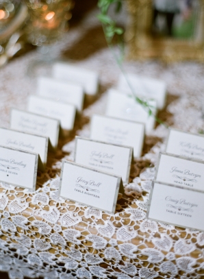 Escort Cards on Lace Linen