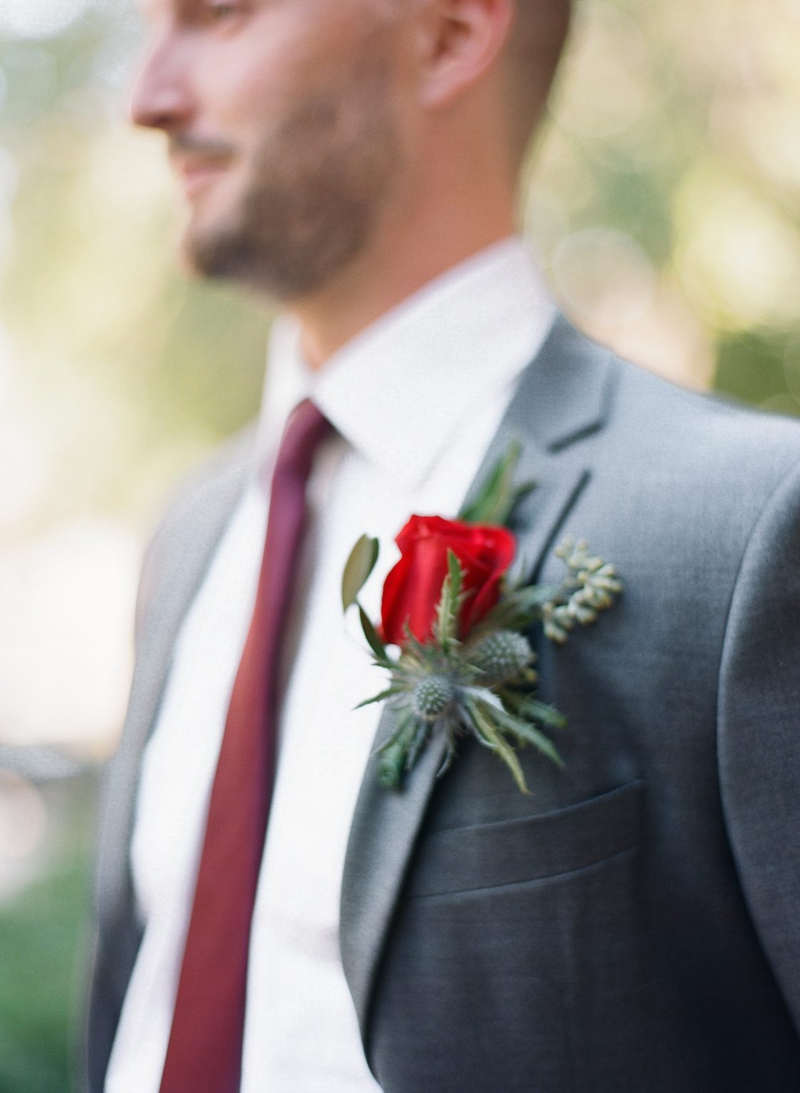Red Rose Wedding Boutonniere