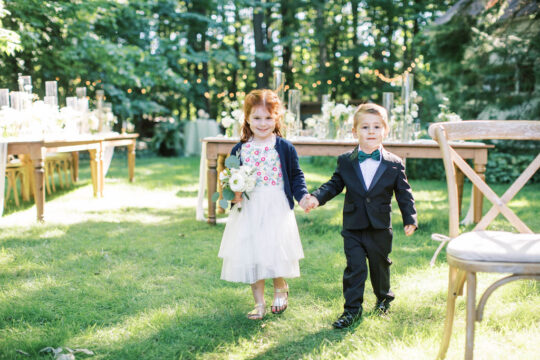 flower girl and ring bearer at intimate northern michigan wedding