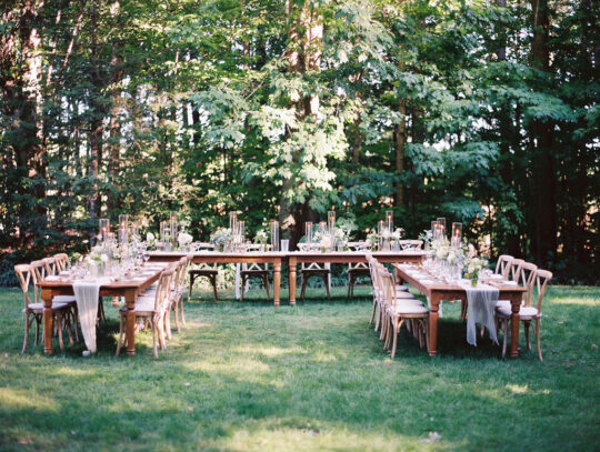 table decor at intimate northern michigan wedding
